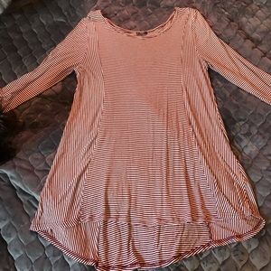 Maroon and white striped tunic